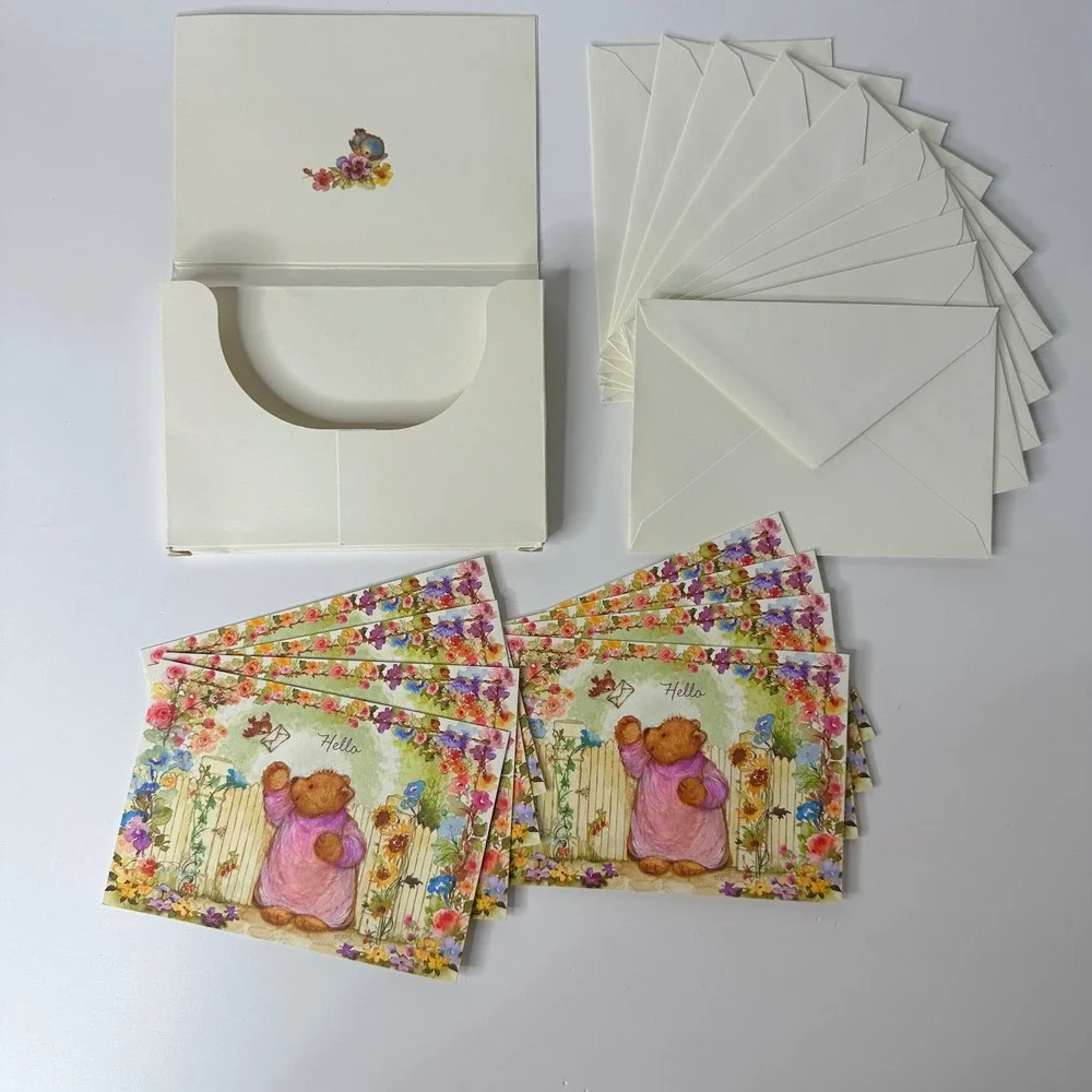 Vintage Heartline Hallmark Teddy Bear Stationery & Notecards 2 Partial Packs